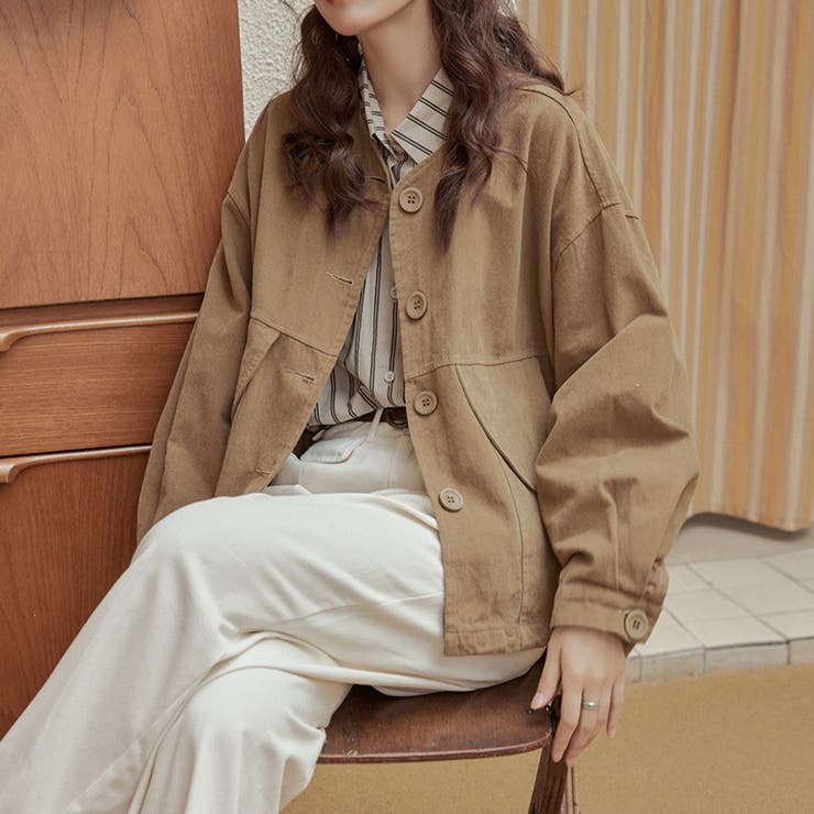 甘辛系ガールズ☆ポケット付き重ね着風 ウォッシュデニムワークジャケット | 17kg | 詳細画像13 