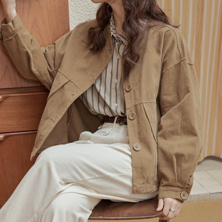 甘辛系ガールズ☆ポケット付き重ね着風 ウォッシュデニムワークジャケット | 17kg | 詳細画像14 