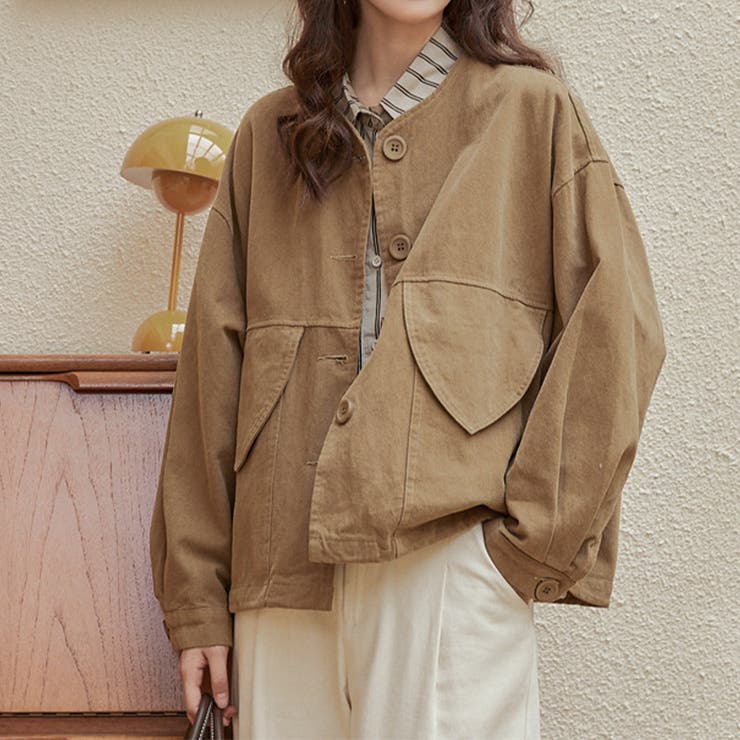 甘辛系ガールズ☆ポケット付き重ね着風 ウォッシュデニムワークジャケット | 17kg | 詳細画像4 