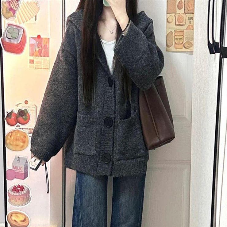 ゆるカワコーデ☆グレーショート丈 ニットカーディガン | 17kg | 詳細画像3 