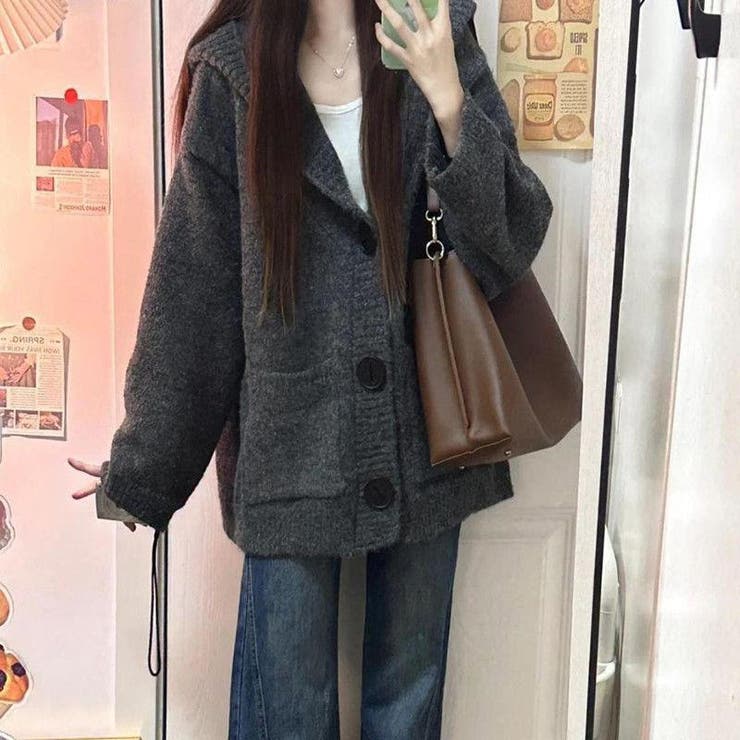 ゆるカワコーデ☆グレーショート丈 ニットカーディガン | 17kg | 詳細画像4 