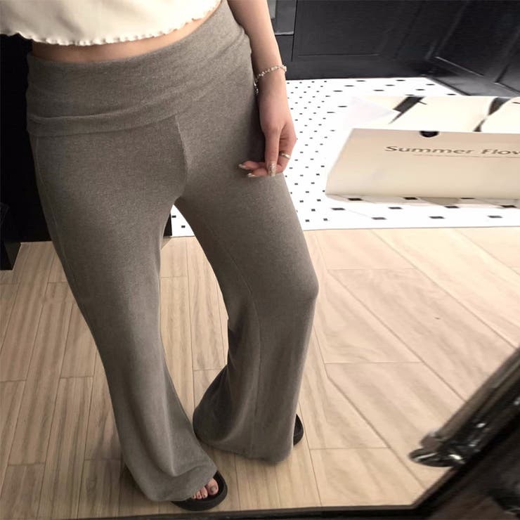 ゆるカワコーデ☆ニットパンツ 美脚効果薄手ワイドフレアパンツ | 17kg | 詳細画像14 