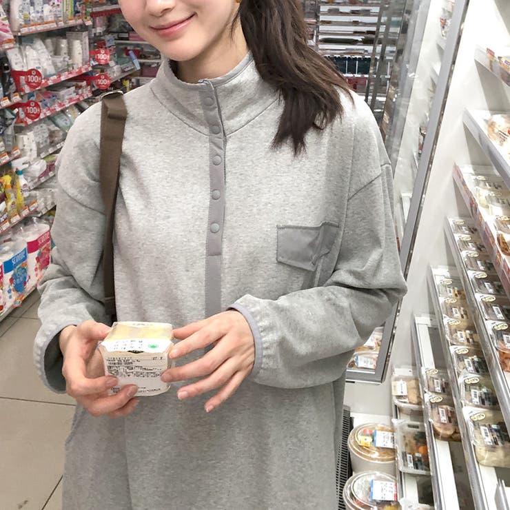 ゆるカワコーデ☆配色スタンドネックスウェットワンピース | 17kg | 詳細画像23 