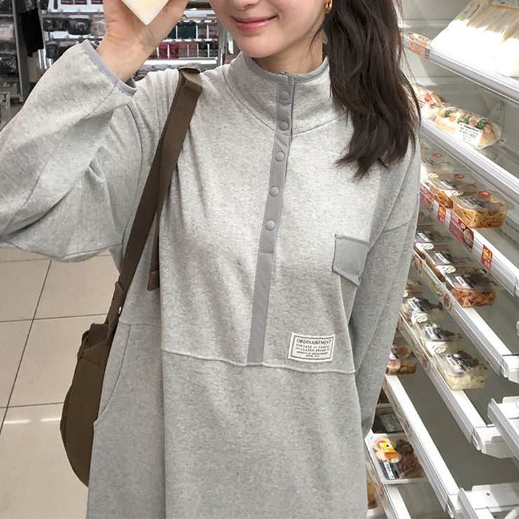 ゆるカワコーデ☆配色スタンドネックスウェットワンピース | 17kg | 詳細画像4 