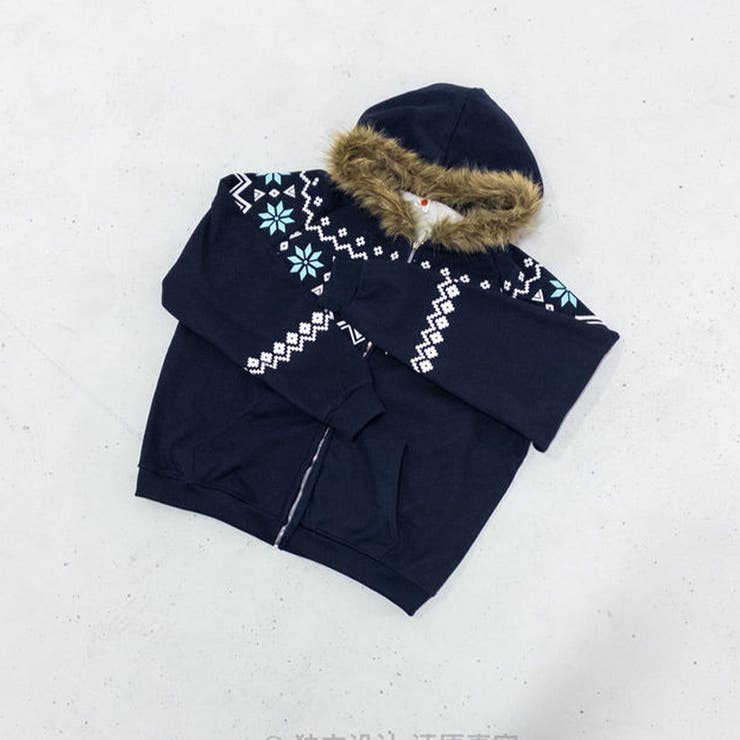 ゆるカワコーデ☆フェアアイル柄プリントフード付き裏起毛スウェット | 17kg | 詳細画像10 