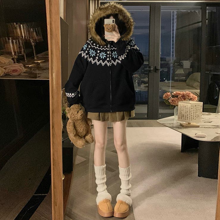 ゆるカワコーデ☆フェアアイル柄プリントフード付き裏起毛スウェット | 17kg | 詳細画像15 