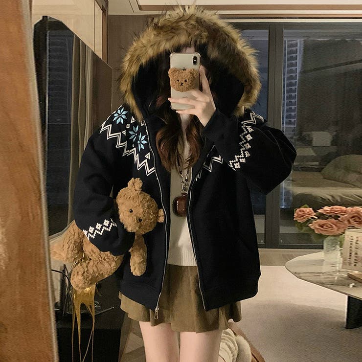 ゆるカワコーデ☆フェアアイル柄プリントフード付き裏起毛スウェット | 17kg | 詳細画像16 
