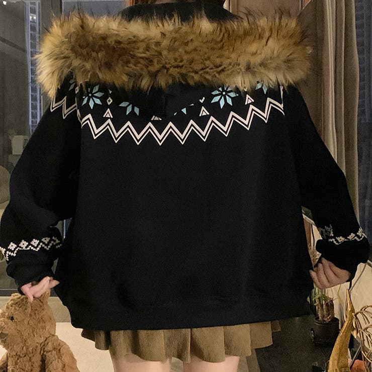 ゆるカワコーデ☆フェアアイル柄プリントフード付き裏起毛スウェット | 17kg | 詳細画像17 