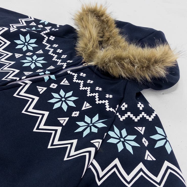 ゆるカワコーデ☆フェアアイル柄プリントフード付き裏起毛スウェット | 17kg | 詳細画像8 