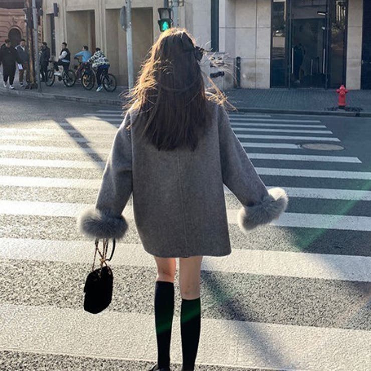 ゆるカワコーデ☆グレーウールコートミドル丈蝶結びケープコート | 17kg | 詳細画像17 