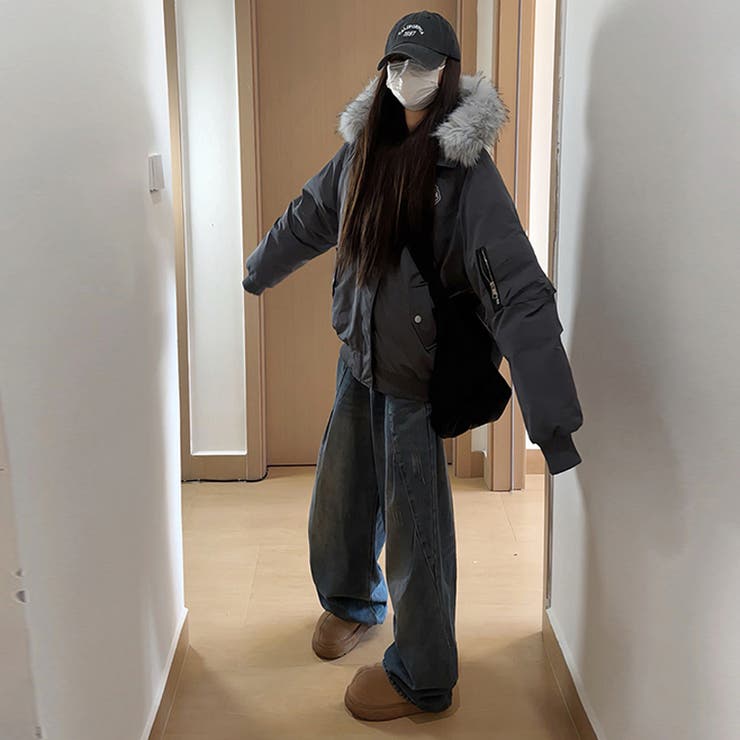 ユニセックス☆ミリタリー風ペアパーカーコート大毛襟 | 17kg | 詳細画像35 