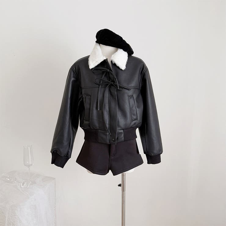 甘辛系ガールズ☆レザージャケット ムートンライダースアウター | 17kg | 詳細画像3 