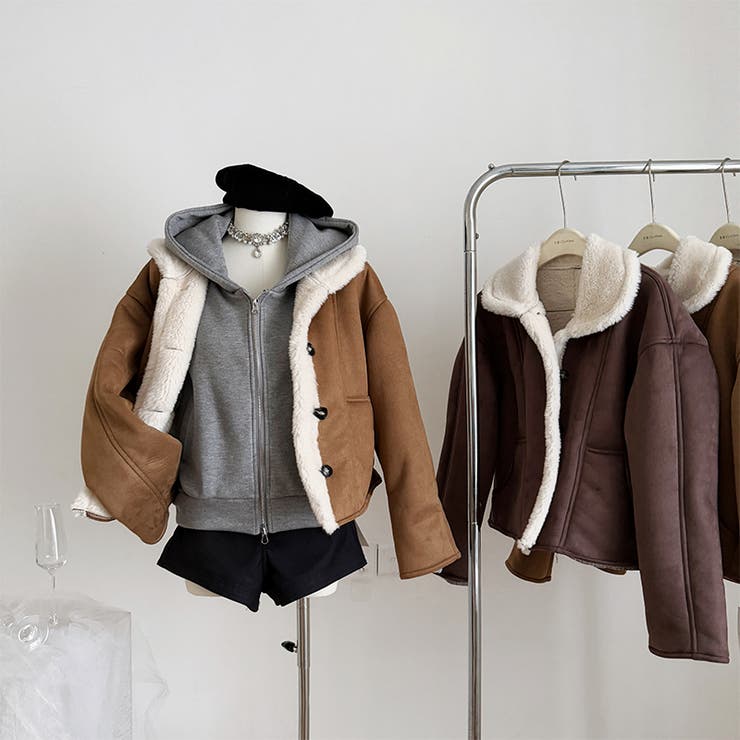 快適スタイルを実現☆ムートンジャケット ショートボアアウター[品番