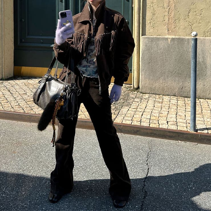 ユニセックス☆スエード中綿ジャケットフリンジスタッズ付 | 17kg | 詳細画像6 