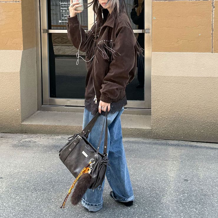 ユニセックス☆スエード中綿ジャケットフリンジスタッズ付 | 17kg | 詳細画像12 