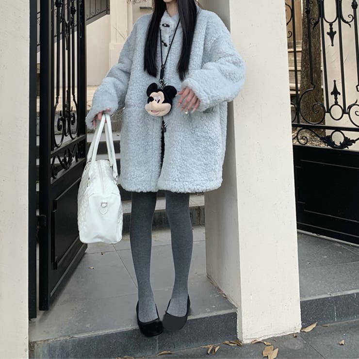 ゆるカワコーデ☆ロングボアジャケット羊羔風スタンドカラー | 17kg | 詳細画像13 