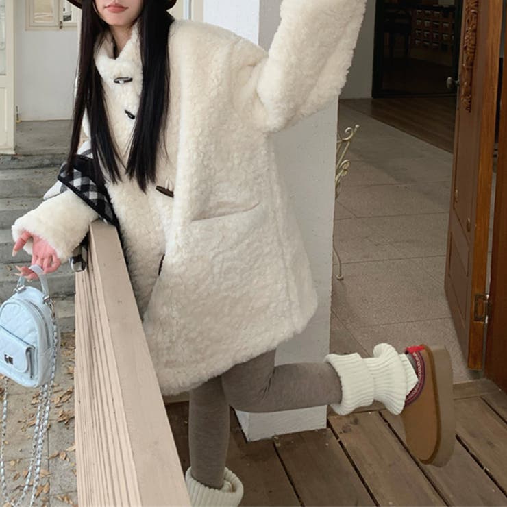 ゆるカワコーデ☆ロングボアジャケット羊羔風スタンドカラー | 17kg | 詳細画像19 