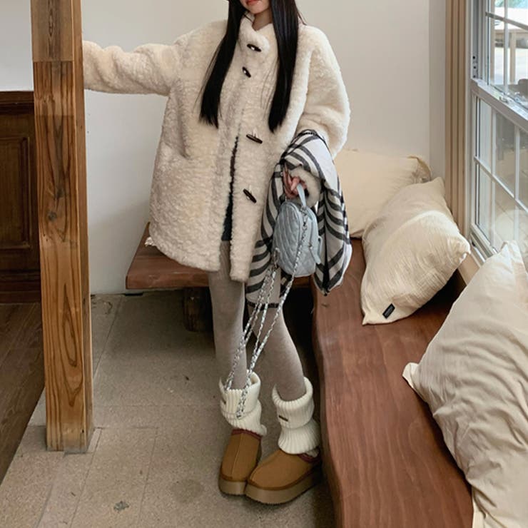 ゆるカワコーデ☆ロングボアジャケット羊羔風スタンドカラー | 17kg | 詳細画像24 