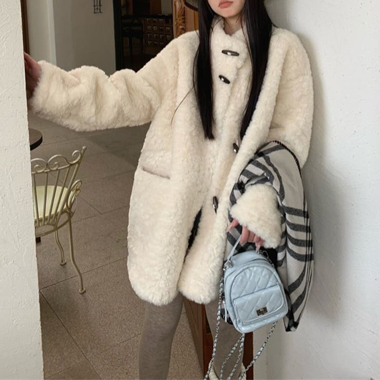 ゆるカワコーデ☆ロングボアジャケット羊羔風スタンドカラー | 17kg | 詳細画像6 