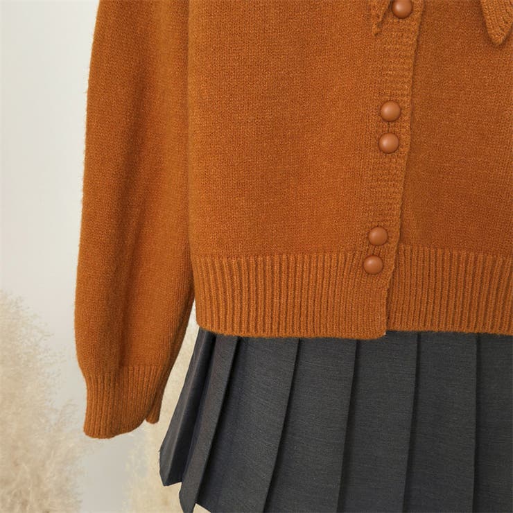 大人っぽく洗練された☆クルーネック黄ニットカーデマフラー2点 | 17kg | 詳細画像5 