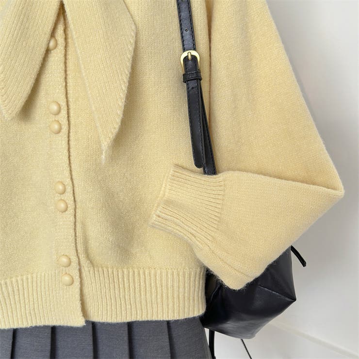 大人っぽく洗練された☆クルーネック黄ニットカーデマフラー2点 | 17kg | 詳細画像8 