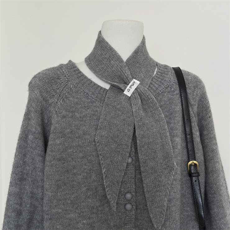 大人っぽく洗練された☆クルーネック黄ニットカーデマフラー2点 | 17kg | 詳細画像9 