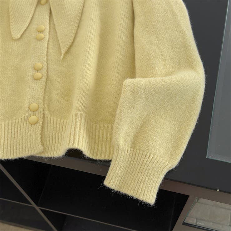 大人っぽく洗練された☆クルーネック黄ニットカーデマフラー2点 | 17kg | 詳細画像14 