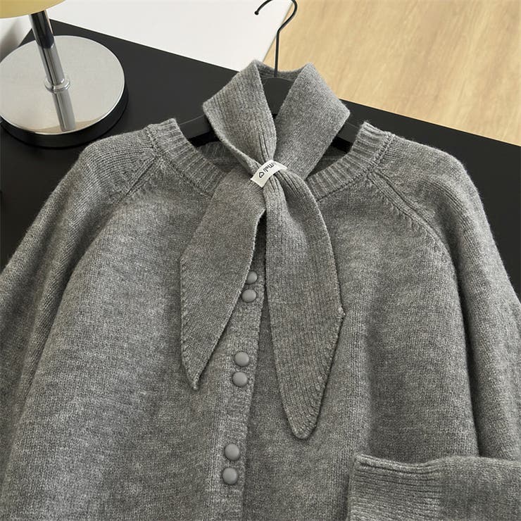 大人っぽく洗練された☆クルーネック黄ニットカーデマフラー2点 | 17kg | 詳細画像20 