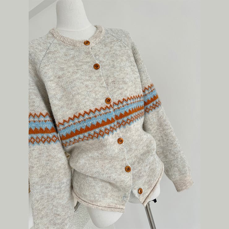 ゆるカワコーデ☆ジャカードカーデマフラー付保温ニット | 17kg | 詳細画像11 