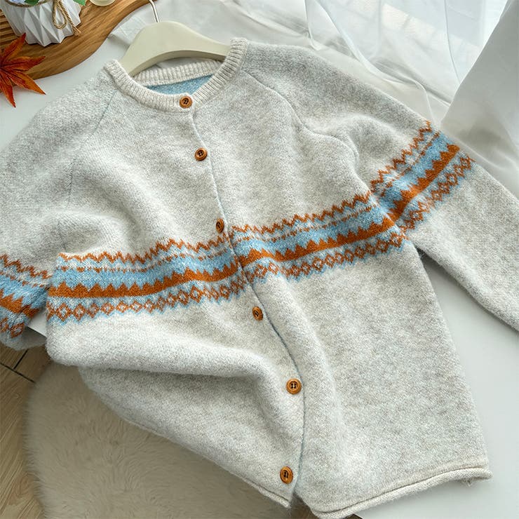 ゆるカワコーデ☆ジャカードカーデマフラー付保温ニット | 17kg | 詳細画像13 