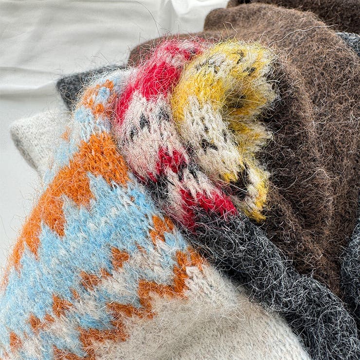 ゆるカワコーデ☆ジャカードカーデマフラー付保温ニット | 17kg | 詳細画像17 