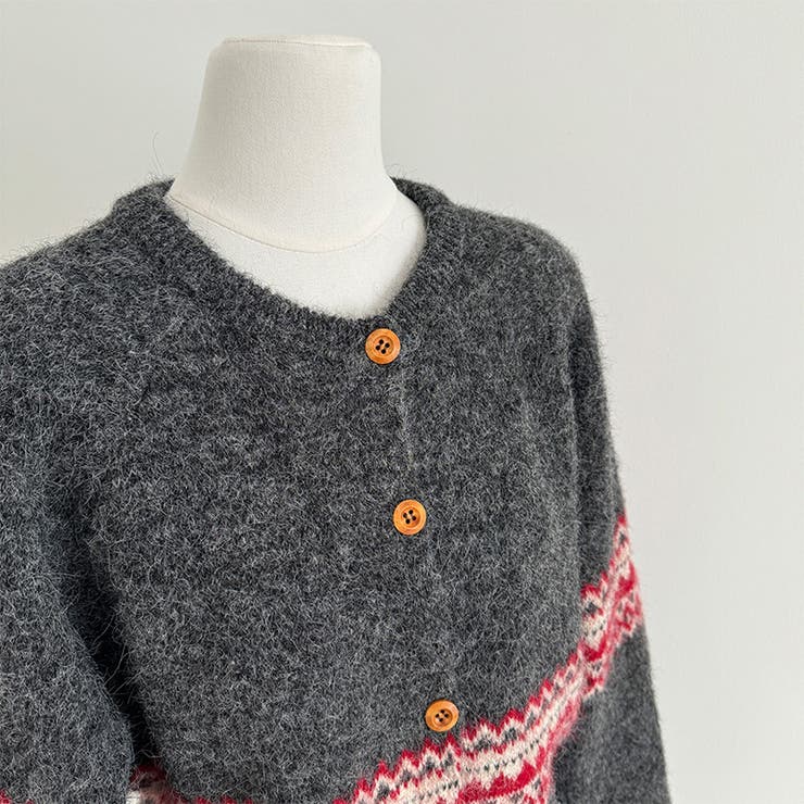 ゆるカワコーデ☆ジャカードカーデマフラー付保温ニット | 17kg | 詳細画像21 