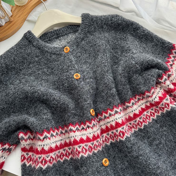 ゆるカワコーデ☆ジャカードカーデマフラー付保温ニット | 17kg | 詳細画像25 