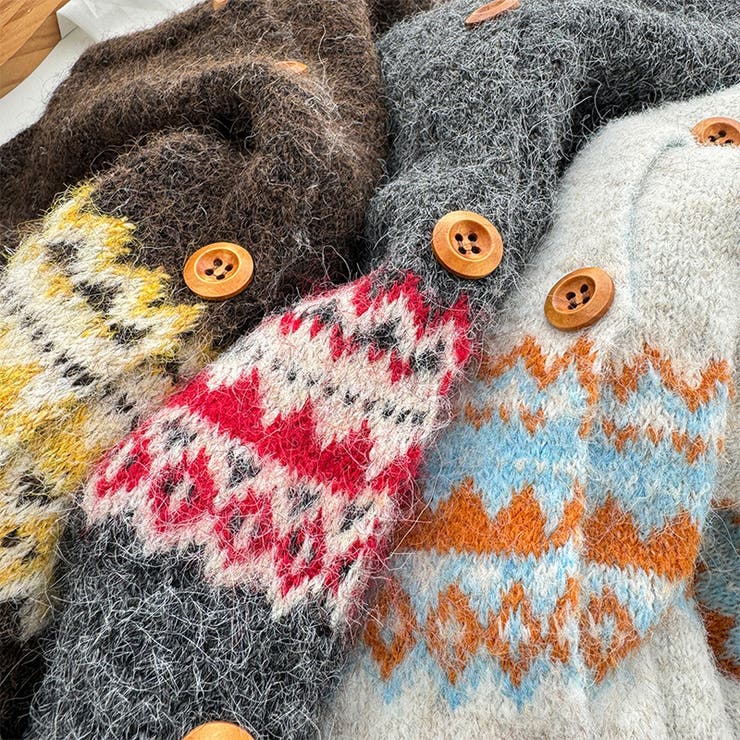 ゆるカワコーデ☆ジャカードカーデマフラー付保温ニット | 17kg | 詳細画像5 