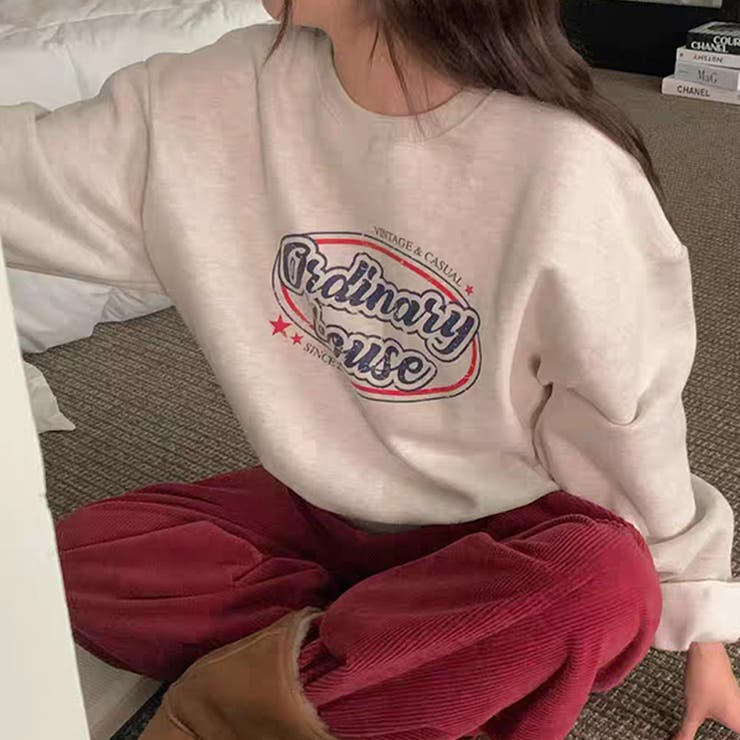 ホワイトグレー | 快適スタイルを実現☆ロゴプリントスウェット ゆるシルエット | 17kg