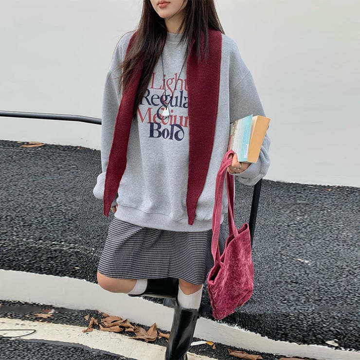 グレー | 快適スタイルを実現☆配色ロゴスウェット ゆったりデザイン | 17kg