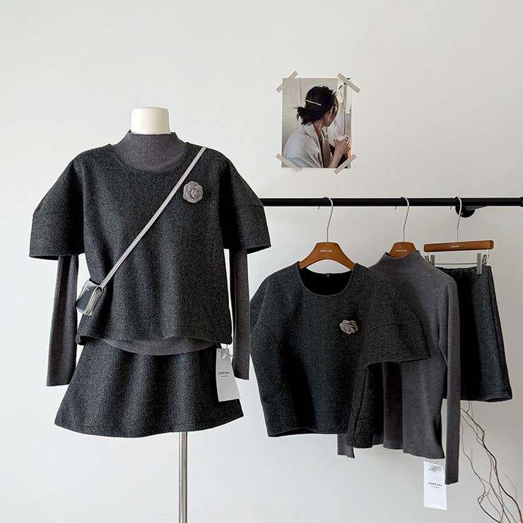 甘辛系ガールズ☆ニットトップス半袖＋スカート3点セット | 17kg | 詳細画像1 