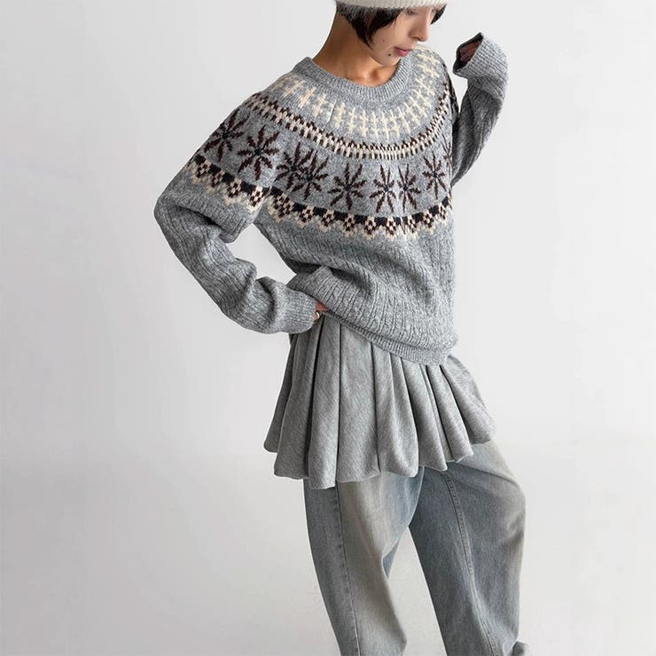 レトロな学院風柄物！大人気フェアアイル柄ウール混ニットセーター | 17kg | 詳細画像2 