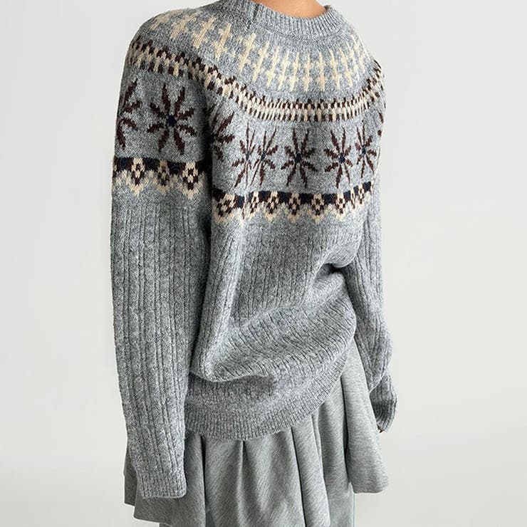 レトロな学院風柄物！大人気フェアアイル柄ウール混ニットセーター | 17kg | 詳細画像5 