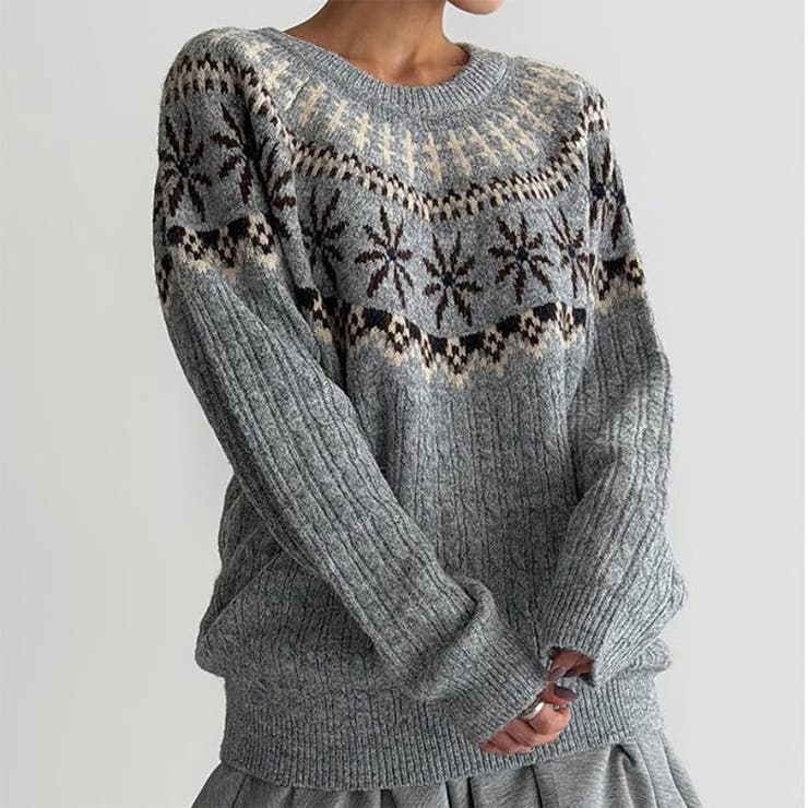 レトロな学院風柄物！大人気フェアアイル柄ウール混ニットセーター | 17kg | 詳細画像3 