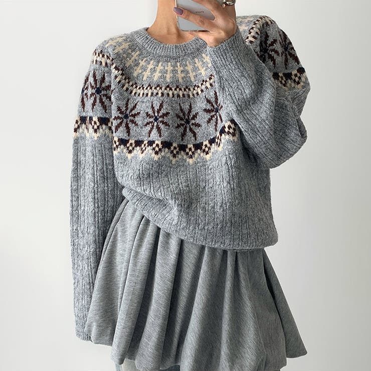 レトロな学院風柄物！大人気フェアアイル柄ウール混ニットセーター | 17kg | 詳細画像10 