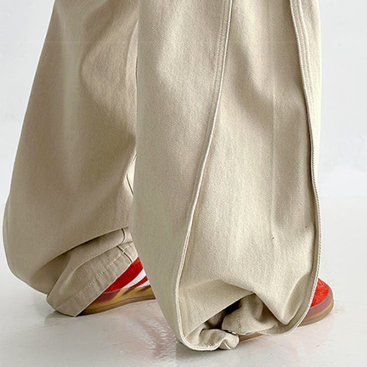 ユニセックス☆高ウエスト無地オールシーズンワイドストレートパンツ | 17kg | 詳細画像7 