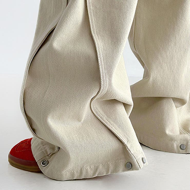 ユニセックス☆高ウエスト無地オールシーズンワイドストレートパンツ | 17kg | 詳細画像4 