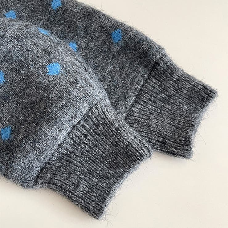 ゆるカワコーデ☆ドット柄ニットカーディガンマフラー付2点セット | 17kg | 詳細画像12 