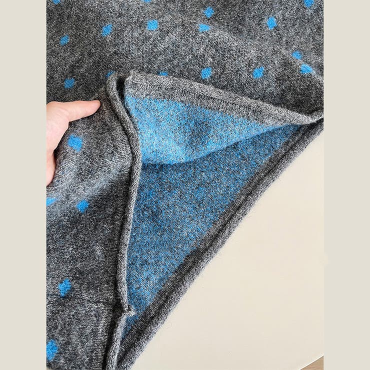 ゆるカワコーデ☆ドット柄ニットカーディガンマフラー付2点セット | 17kg | 詳細画像13 