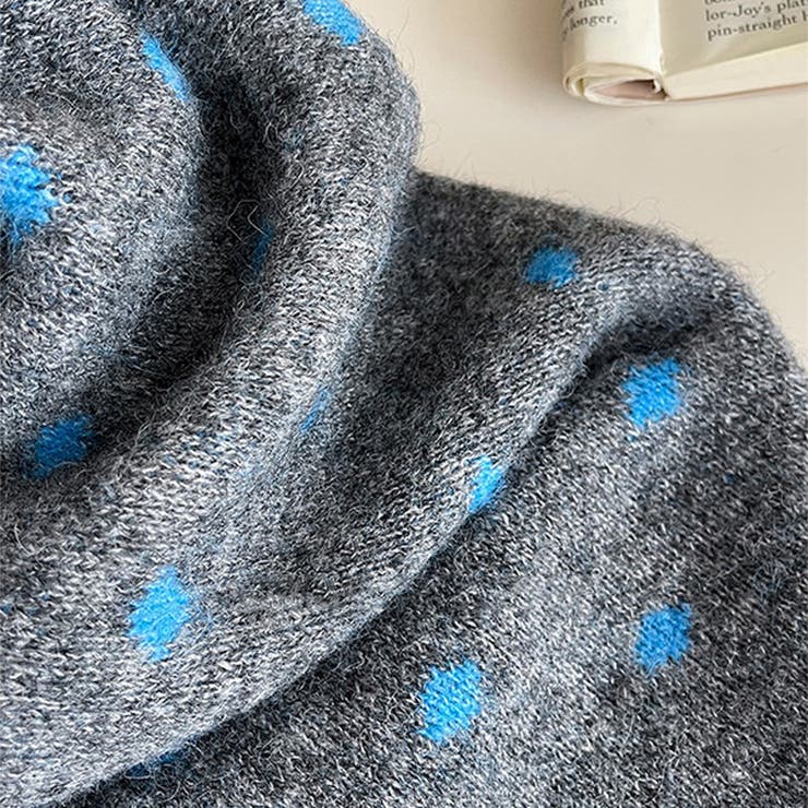 ゆるカワコーデ☆ドット柄ニットカーディガンマフラー付2点セット | 17kg | 詳細画像16 