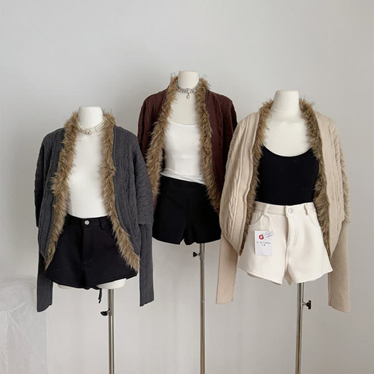 甘辛系ガールズ☆タヌキファー高級光沢ウールニットカーディガン | 17kg | 詳細画像1 