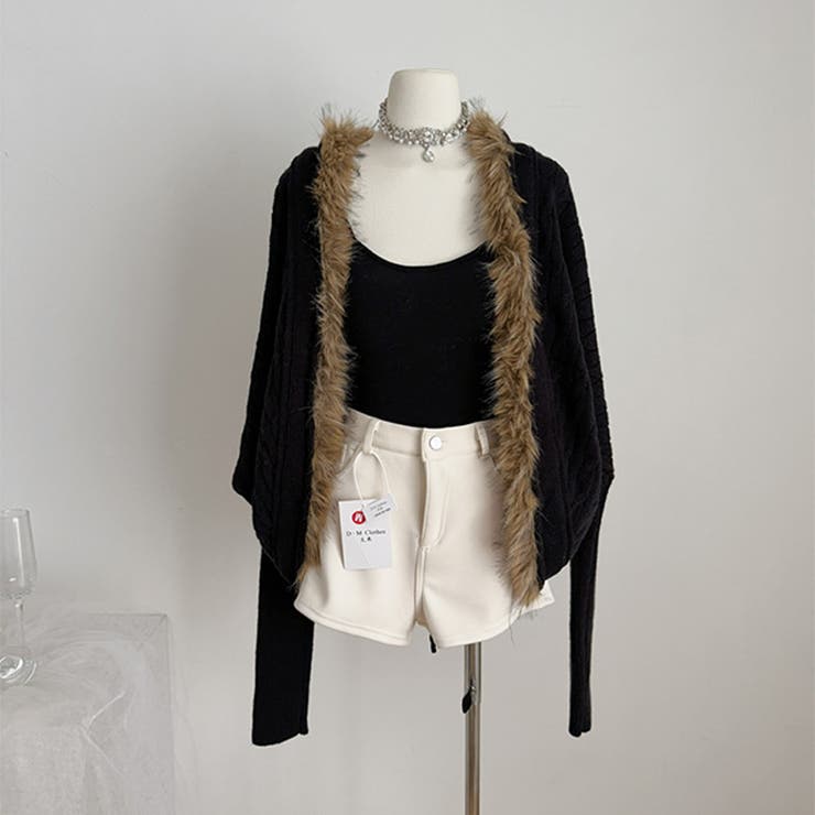 ブラック | 甘辛系ガールズ☆タヌキファー高級光沢ウールニットカーディガン | 17kg