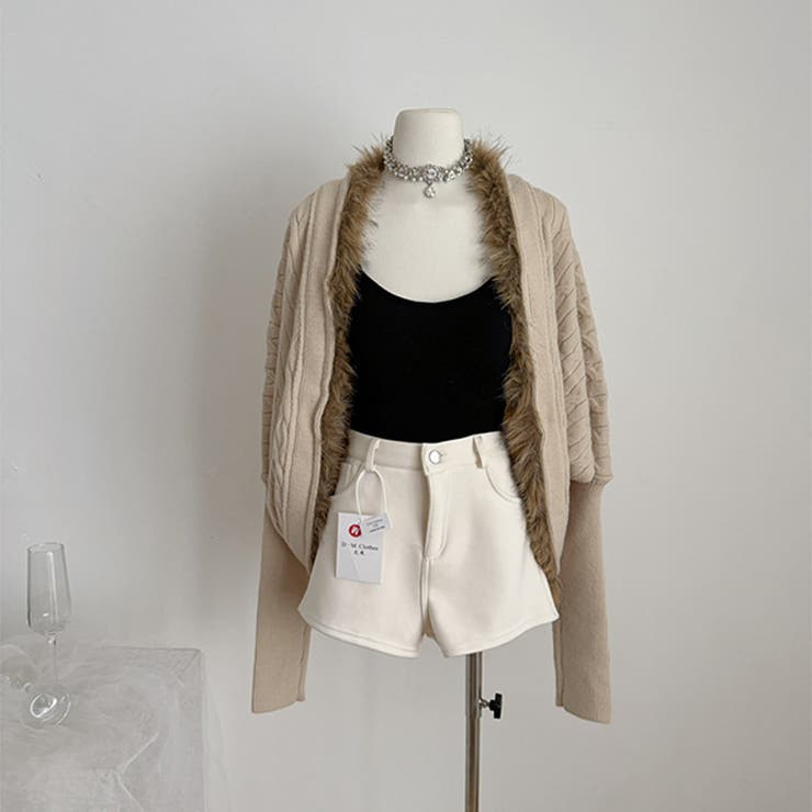 カーキ | 甘辛系ガールズ☆タヌキファー高級光沢ウールニットカーディガン | 17kg