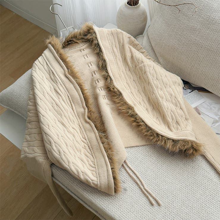 甘辛系ガールズ☆タヌキファー高級光沢ウールニットカーディガン | 17kg | 詳細画像4 